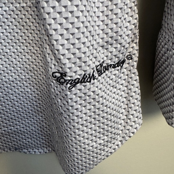 English Laundry Long Sleeve Button Up‎ Casual Dress Shirt 3-D Geometric Gray 16 - Picture 8 of 16